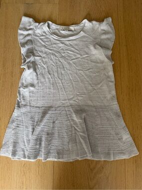 LOFT Heather Gray Knit Top with Subtle Crew Neck
